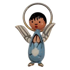 Vintage Painted Metal Angel Boy Halo Pin E750